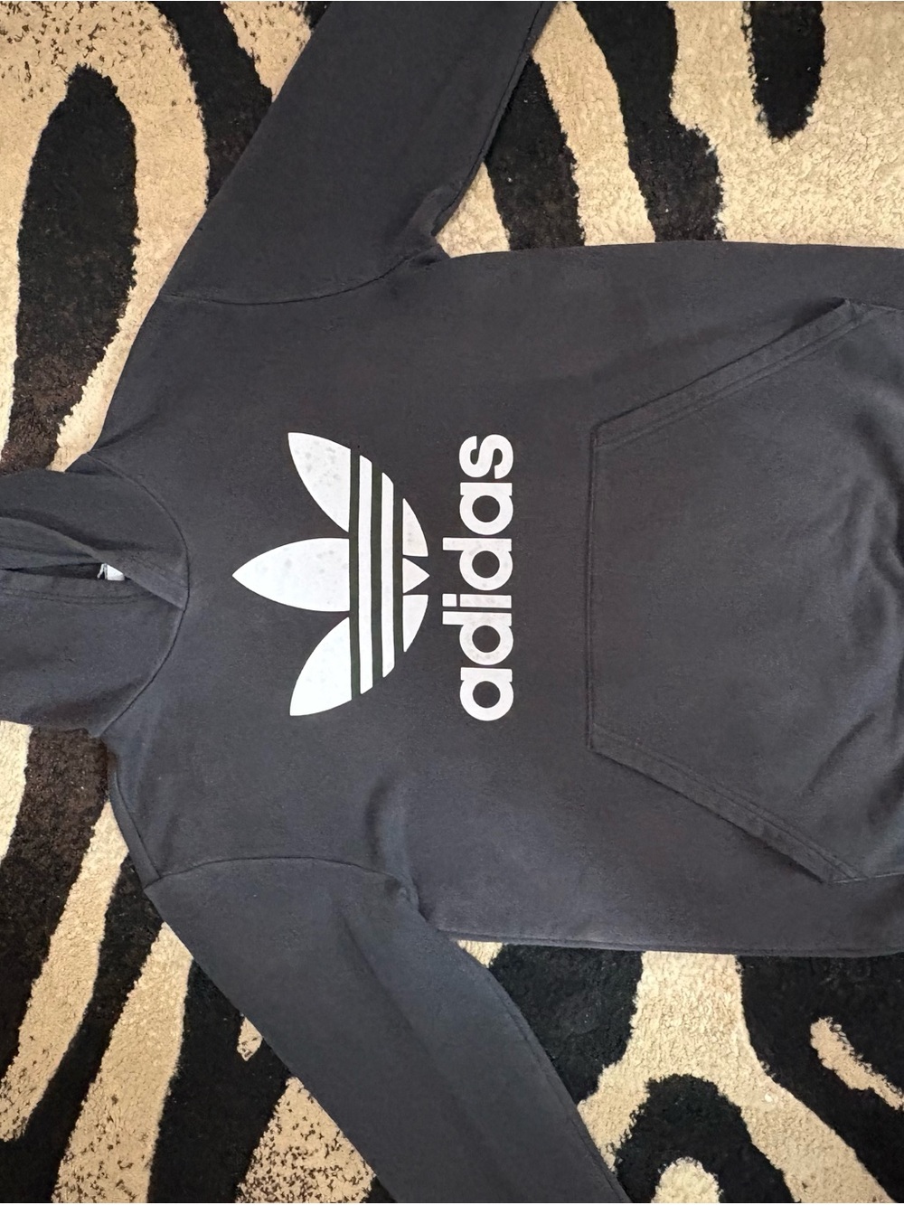 adidas Men's Black Hoodie with White Trefoil Logo
